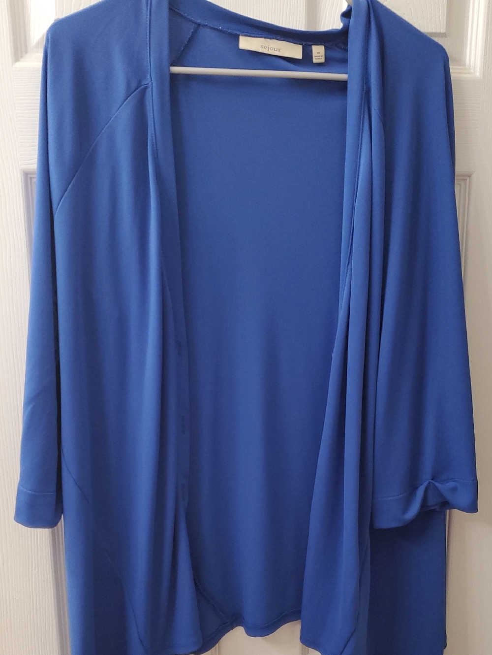 Sejour Draped Open-Front Cardigan in Cobalt Blue